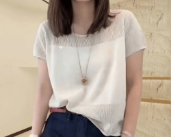 亞麻純色針織衫