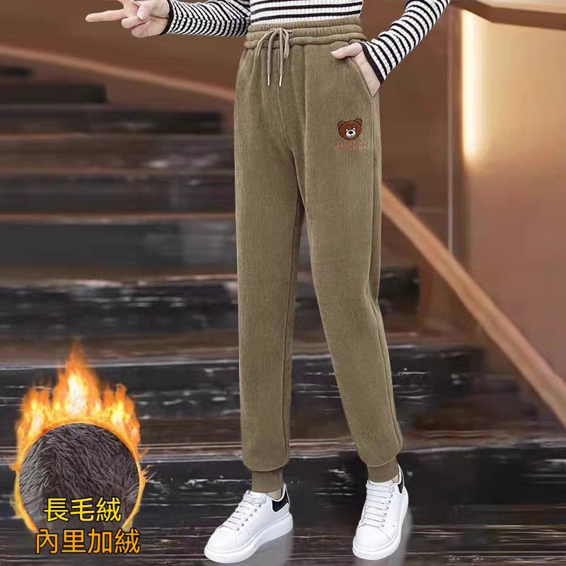 加絨休閒束腳褲